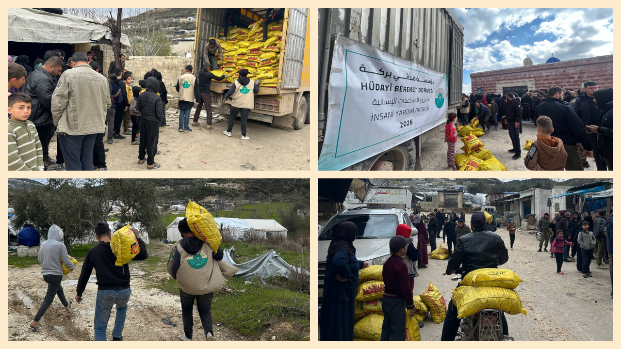 توزيع  الفحم للتدفئة في بعض مخيمات خربة...